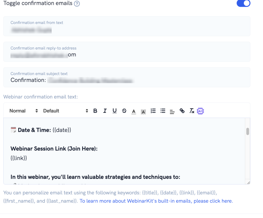 WebinarKit Email Editor