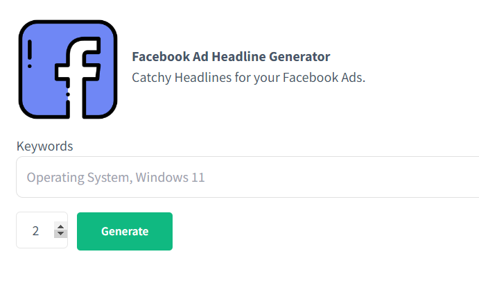 InstaCopy Facebook Headline Generator