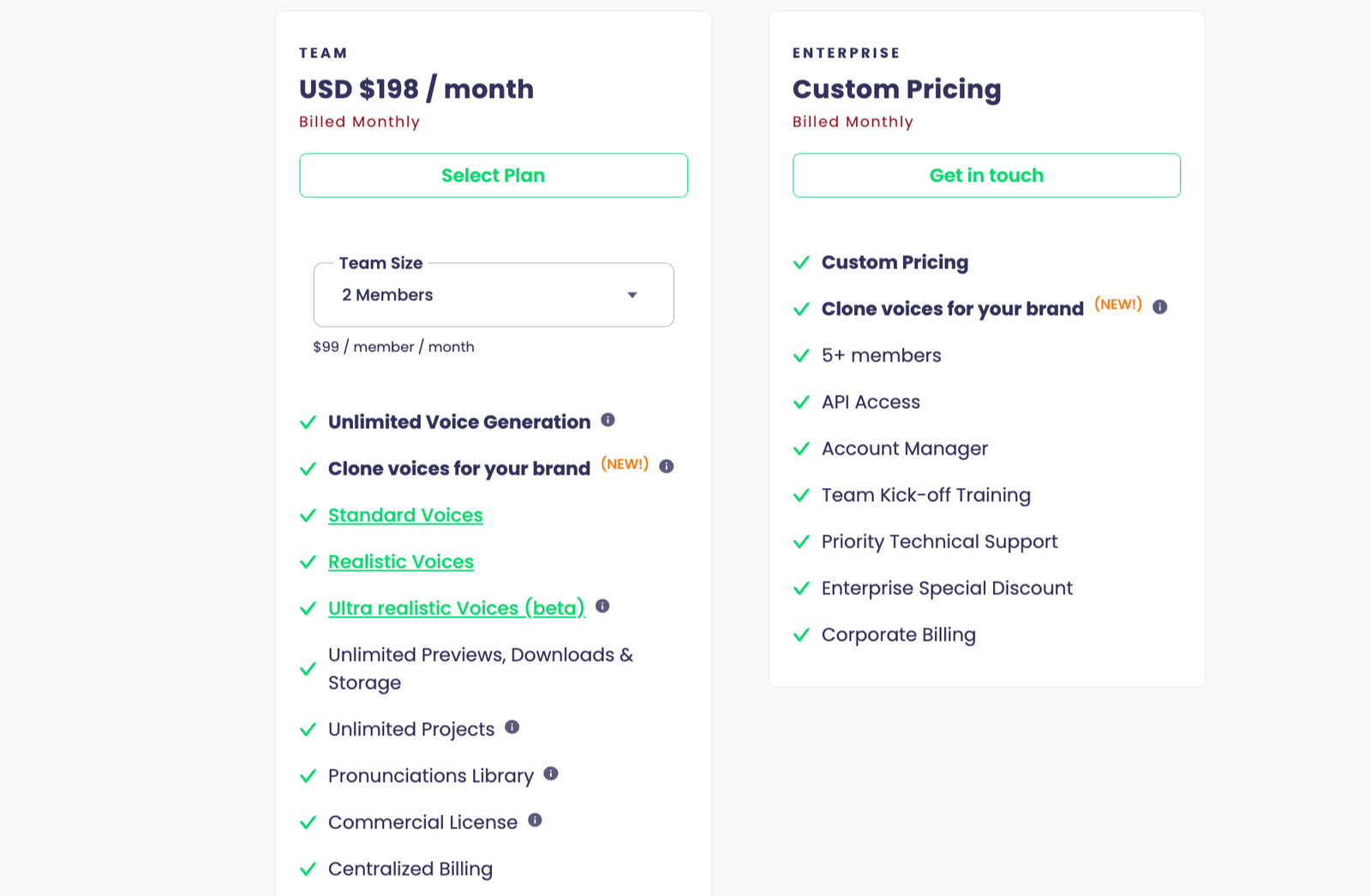 Play.ht Pricing for Teams and Enterprises