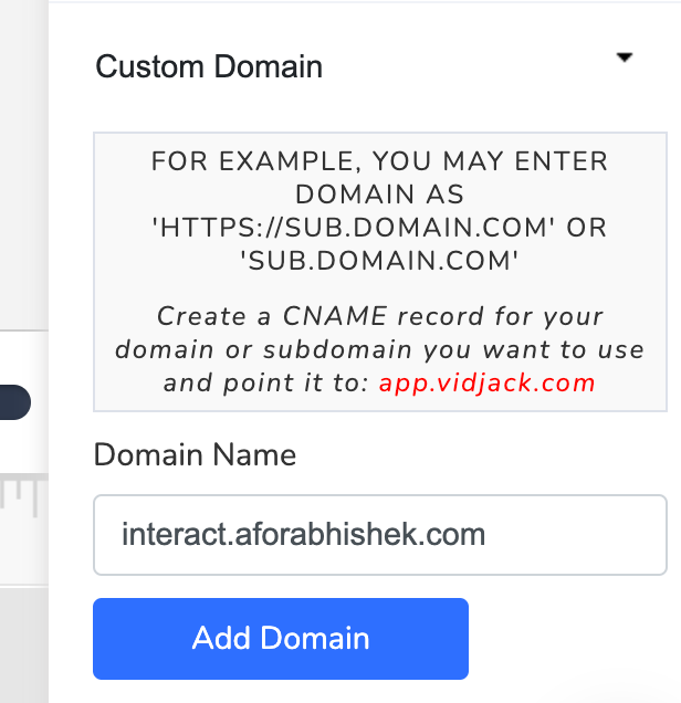 VidJack Custom Domain