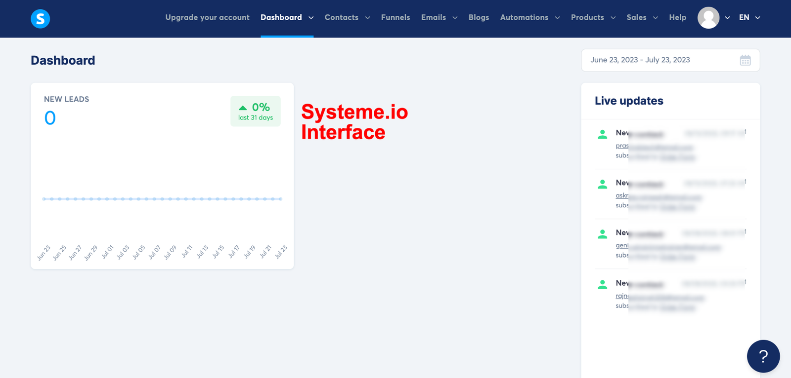 Systeme.io Interface