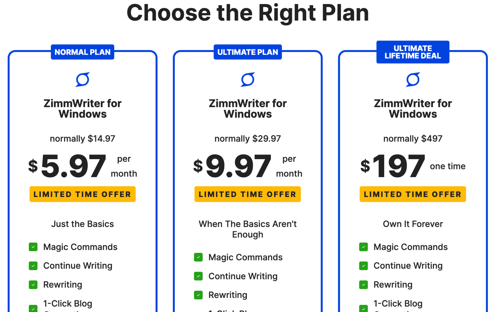 ZimmWriter Pricing Plans