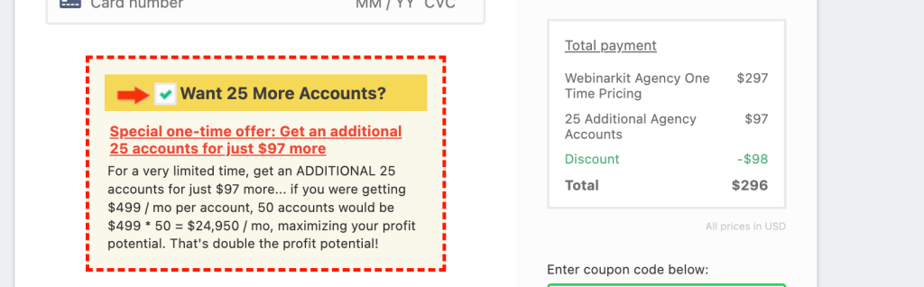 WebinarKit Bump Offer on WebinarKit Agency!